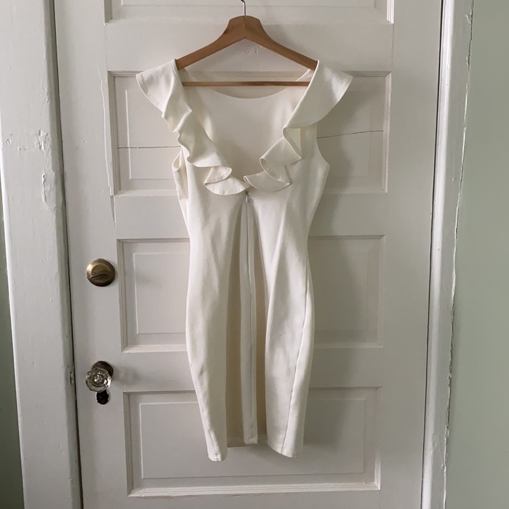 Lulu’s White Open-back Ruffle Dress - Picture 2 of 2